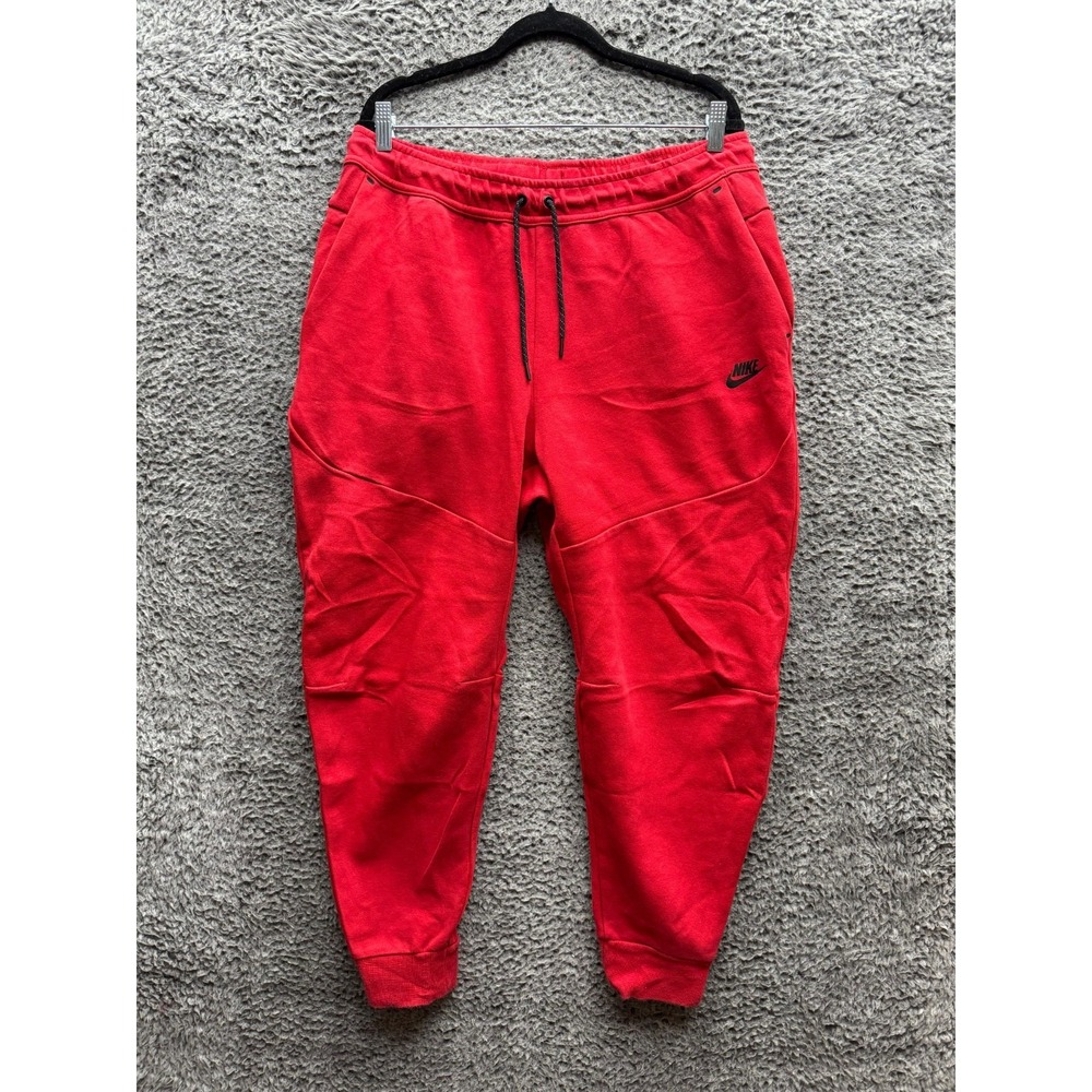 Nike Sportswear Tech Fleece Drawstring Tapered Joggers Gym Red Mens Size XL‎